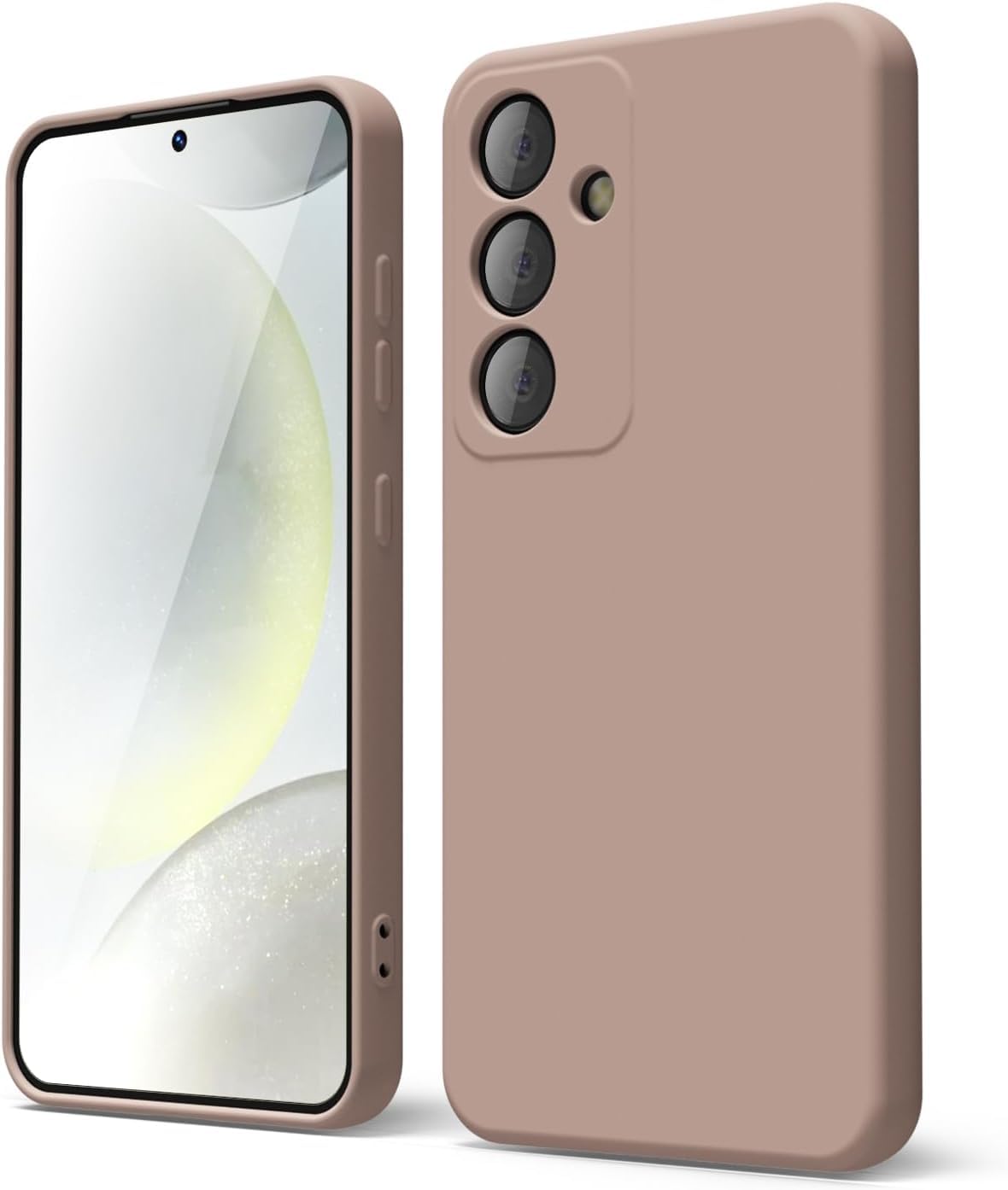 جراب AWH S24 Plus من السيليكون السائل - غطاء واقٍ من هلام المطاط الناعم الفاخر - تصميم أنيق رفيع من مادة TPU غير اللامعة - مع غطاء عدسة الكاميرا - مصمم للنساء والرجال (بني)