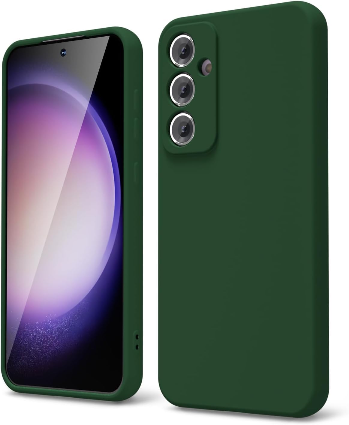 جراب هاتف AWH S23 FE من السيليكون السائل - غطاء جل ناعم من مادة TPU المطاطية الرقيقة والناعمة غير اللامعة والصلبة والواقية والمضادة للصدمات (أخضر غامق)