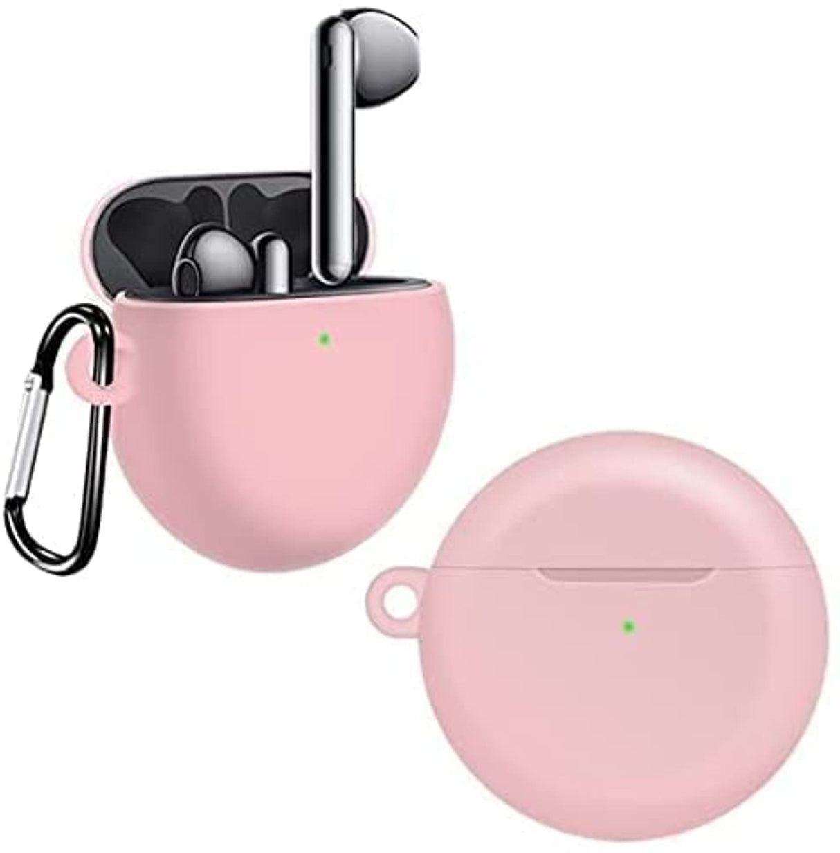 غطاء سيليكون AWH لسماعات هواوي فري بادز 4 مع حلقة تثبيت ومنفذ شحن، مضاد للصدمات، حماية كاملة، (وردي)