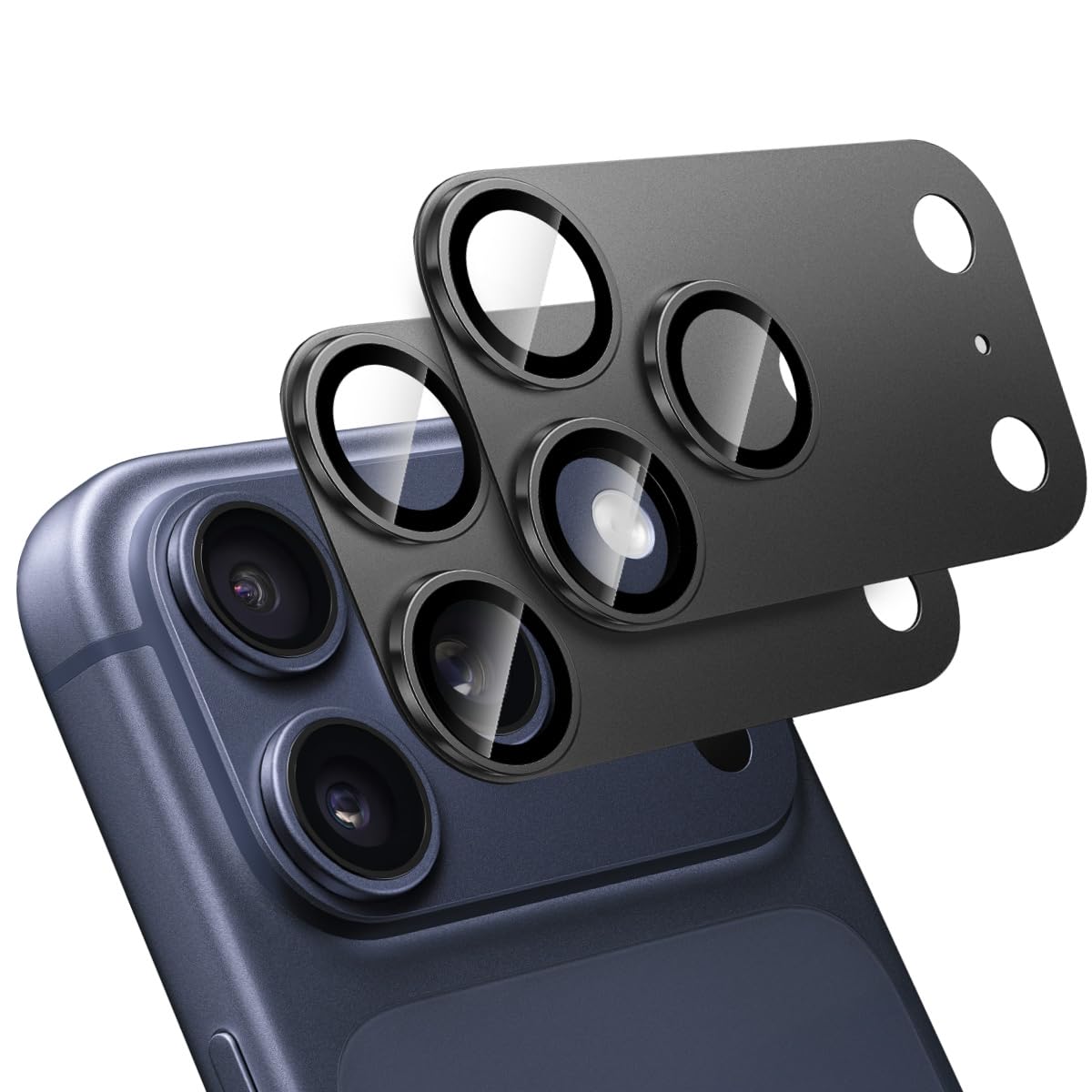 (2 Pack) T Tersely Camera Lens Protector for iPhone 17 Pro Max 6.9-Inch, Titanium Alloy Metal Camera Cover with Tempered Glass Screen Protector Accessories,Scratch Resistant,Easy to Install-Black