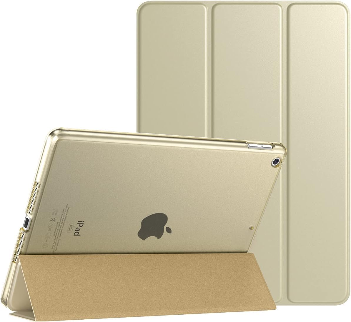 جراب AWH لجهاز iPad 10.2 - جراب iPad الجيل التاسع 2021/ iPad الجيل الثامن 2020/ iPad الجيل السابع 2019 - غطاء واقٍ ذكي رفيع شفاف من البولي كربونات الصلب مع حامل - ذهبي
