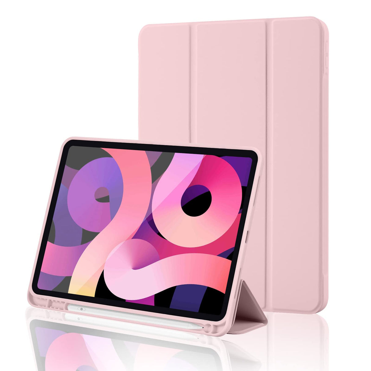 جراب AWH لجهاز iPad الجيل العاشر 2022 مع حامل قلم، جراب iPad 10.9 بوصة 2022، غطاء خلفي ناعم من مادة TPU من الجيل العاشر، جراب ذكي ثلاثي الطي، مع حامل لجهاز iPad الجيل العاشر، إيقاظ/سكون تلقائي، وردي