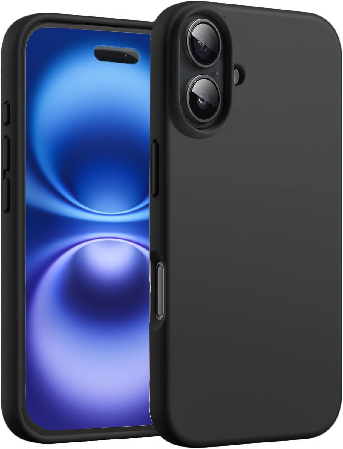 TR-PLANET for iPhone 16 Plus Liquid Silicon Case, Microfiber Lining Shockproof Slim Thin Phone Case, Lightweight Soft Back TPU Rubber Gel Cover Compatible With iPhone 16 Plus, Black Titanium