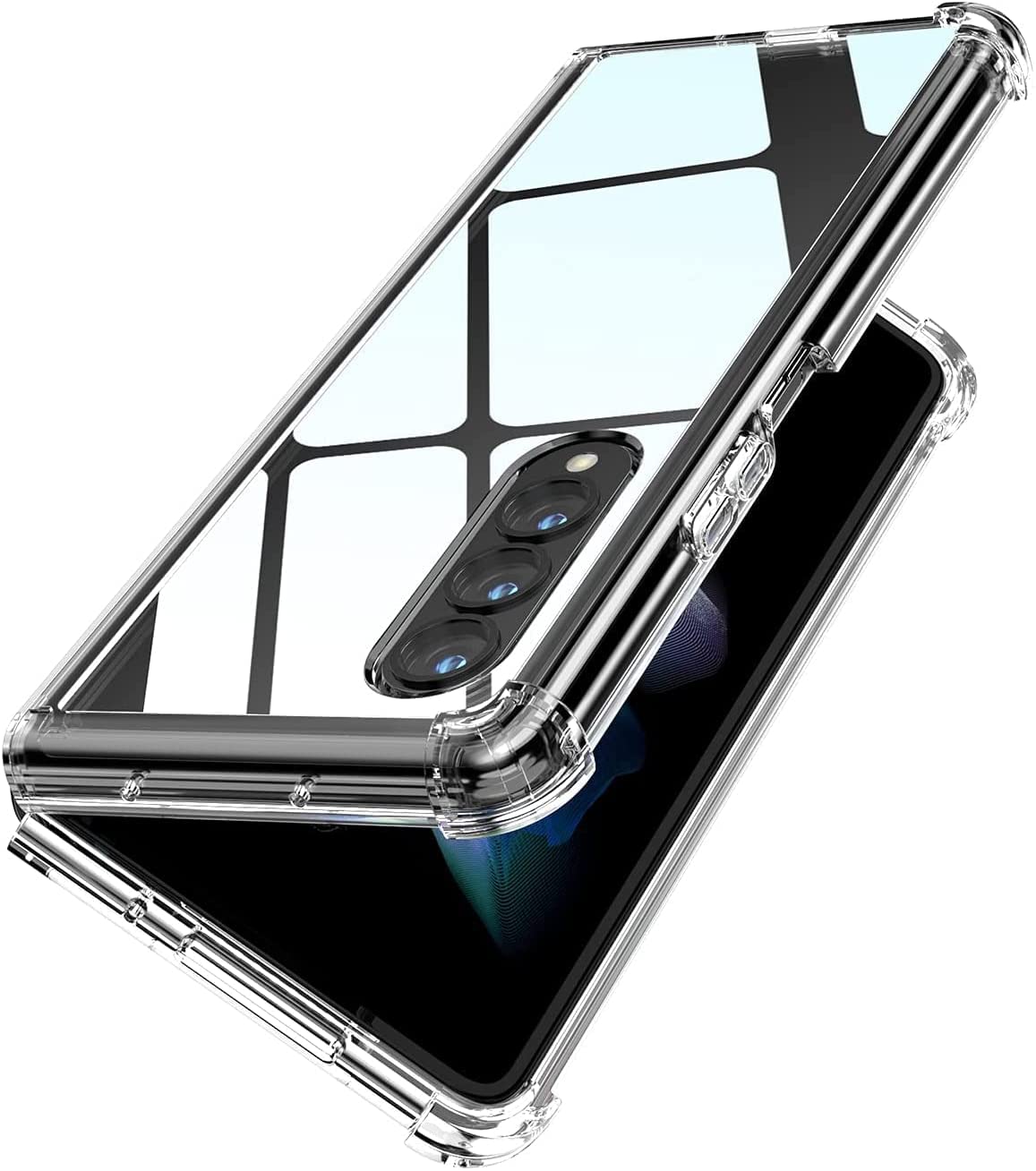 جراب AWH المقاوم للصدمات مصمم لهاتف Galaxy Z Fold 3 5G رفيع للغاية ونحيف - غطاء حماية من أربع زوايا لهاتف Samsung Galaxy Z Fold 3 5G - شفاف.