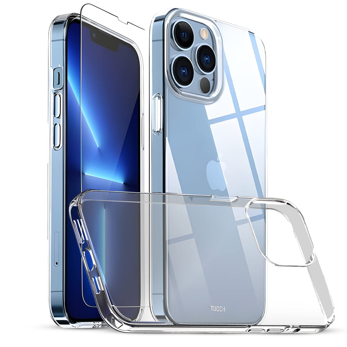 جراب AWH شفاف كريستالي لهاتف iPhone 13 Pro Max مع واقي للشاشة، مقاوم للصدمات، مضاد للخدش، جراب نحيف لهاتف iPhone 13 Pro Max - 6.7 بوصة.