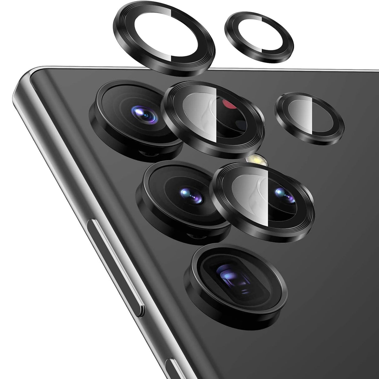 AWH Goton for S23 Ultra Camera Lens Protector - HD Tempered Glass Metal Lens Screen Protector Cover for Galaxy S23 Ultra 5G Accessories - Case-Friendly (Black)