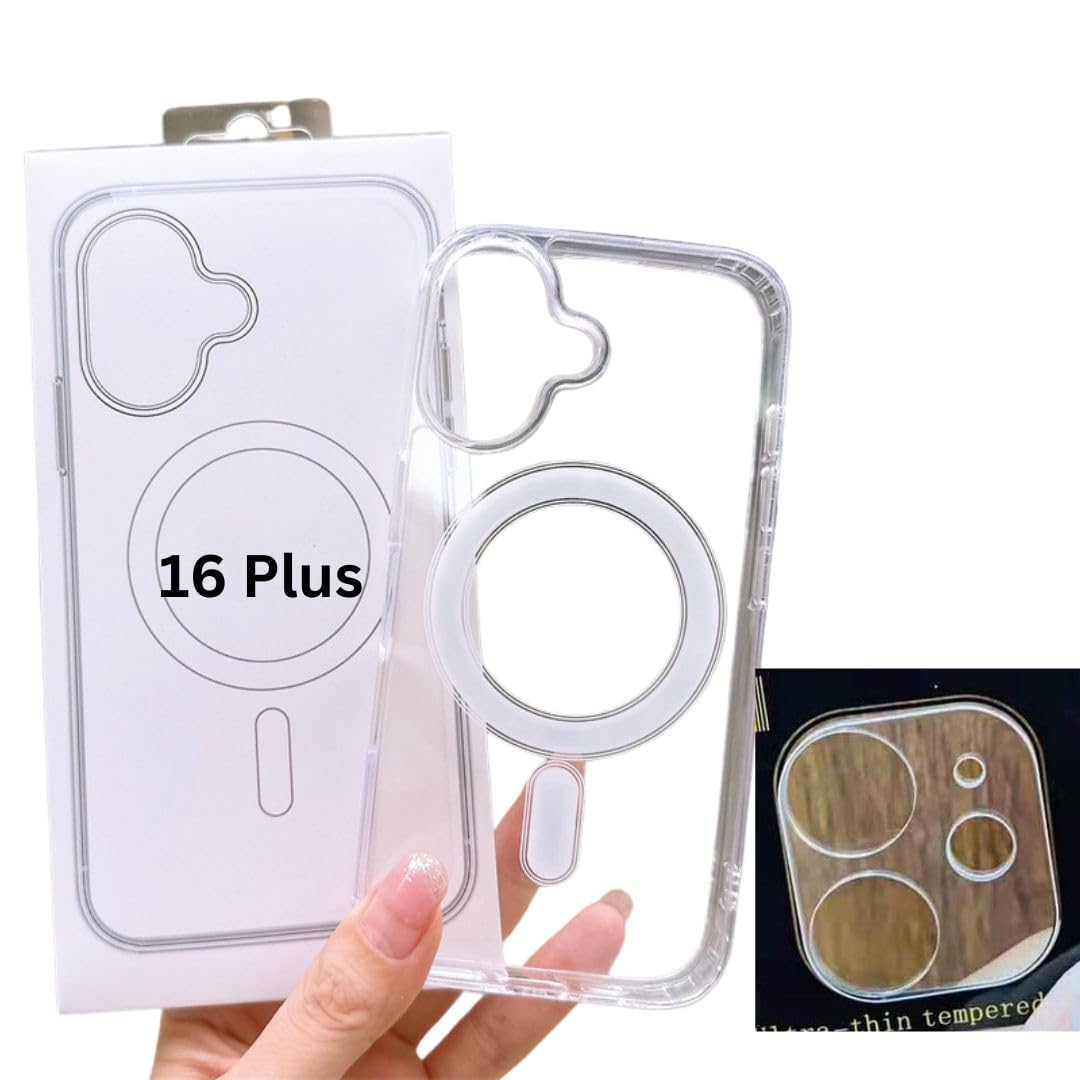 جراب هاتف مغناطيسي من الأكريليك الشفاف المقاوم للصدمات من فيستون مع واقي عدسة كاميرا عالي الدقة متوافق مع سلسلة iPhone 16 (iP - 16 Plus)