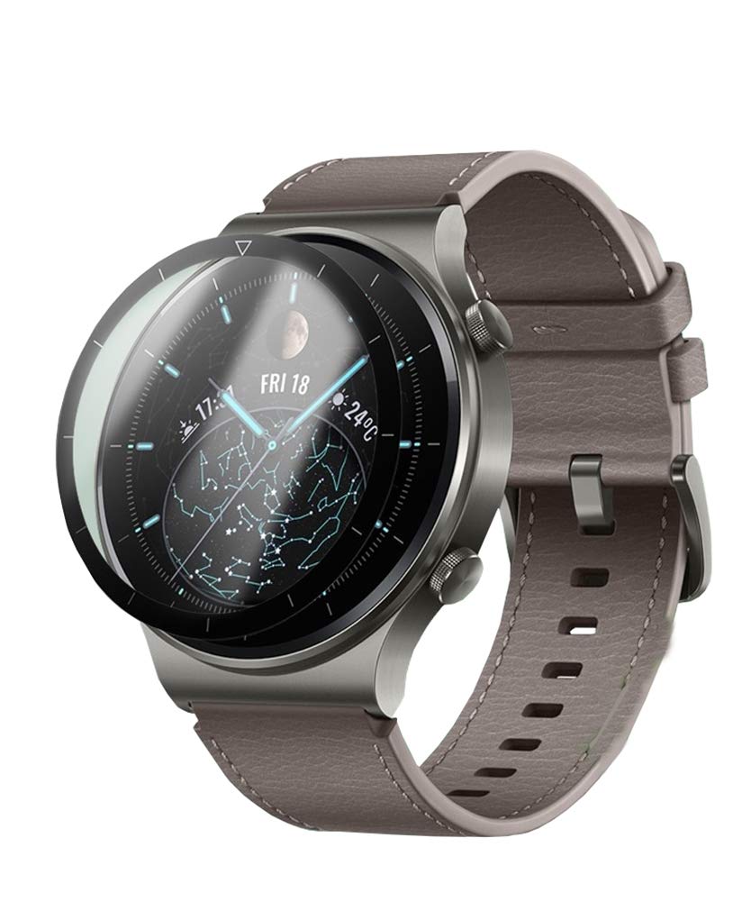 واقي شاشة AWH accessoryME متوافق مع ساعة هواوي GT2 Pro 2020، غشاء زجاجي ناعم شفاف عالي الدقة مضاد للخدش (عبوة من قطعتين)