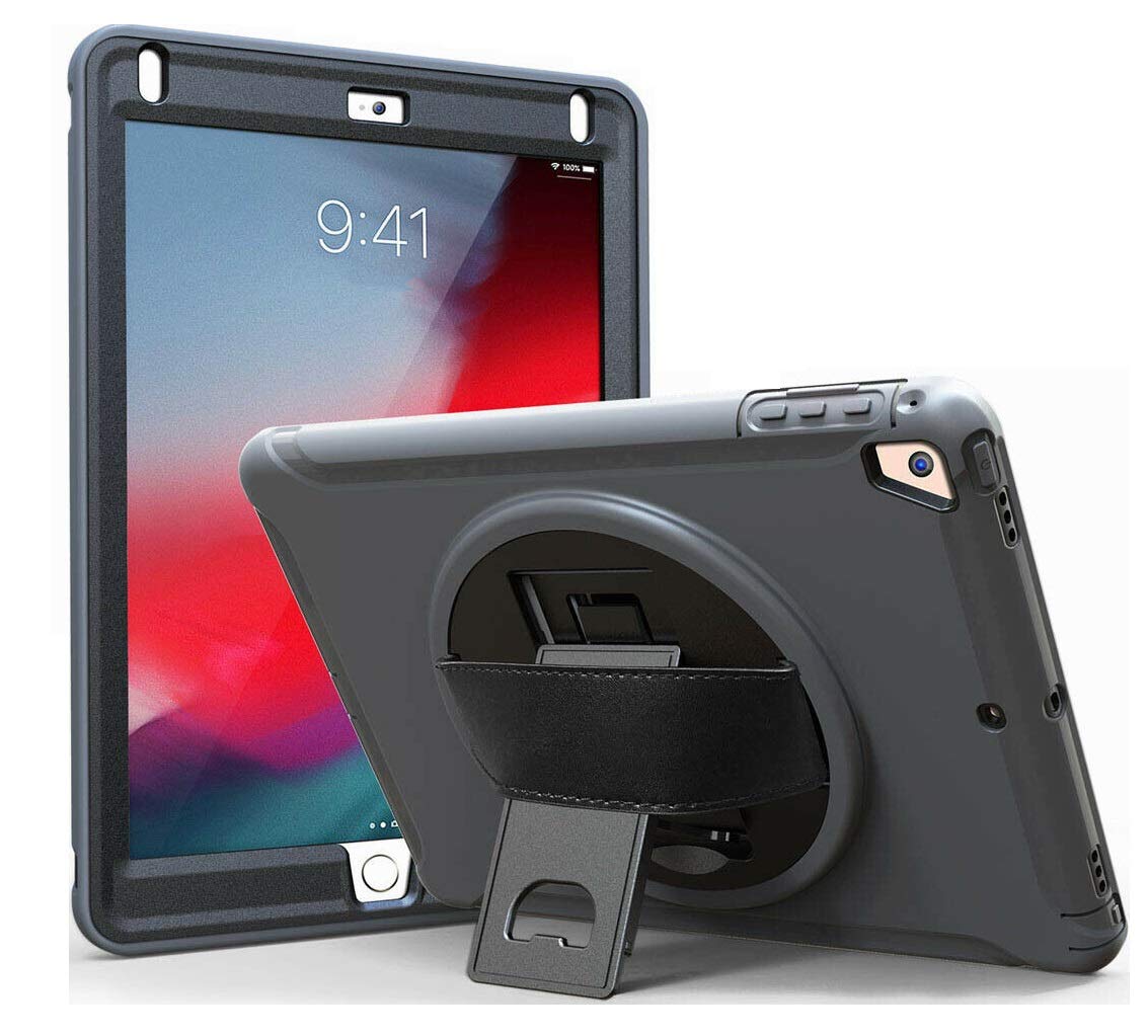جراب SwooK AWH المتين لجهاز Apple iPad 9.7 بوصة A1893 iPad 6 الجيل السادس، مقاوم للصدمات، جراب مقاوم للصدمات مع حامل، غطاء واقٍ كامل الجسم للأطفال، رمادي.