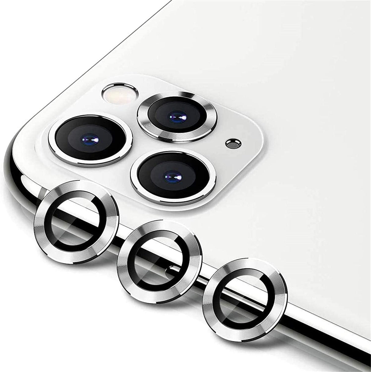 YU WELL iPhone lens protector - iPhone 12 pro /13 pro / 13 Pro Max Camera Lens Protector, Glass Camera Cover Screen Protector Metal Individual Ring for iPhone models (iPhone 13 Pro Max, Silver)