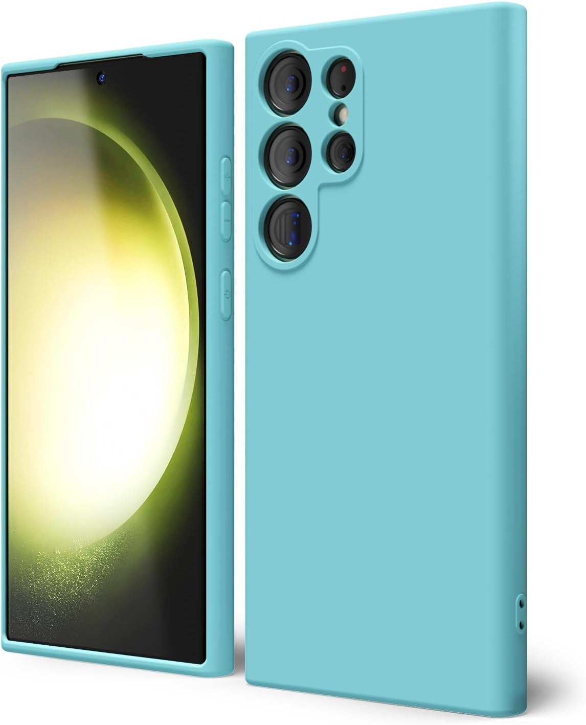 جراب هاتف AWH S23 Ultra من السيليكون السائل - غطاء جل ناعم من مادة TPU المطاطية الرقيقة بتصميم جمالي، متين غير لامع، واقي ومقاوم للصدمات (أزرق مائي)