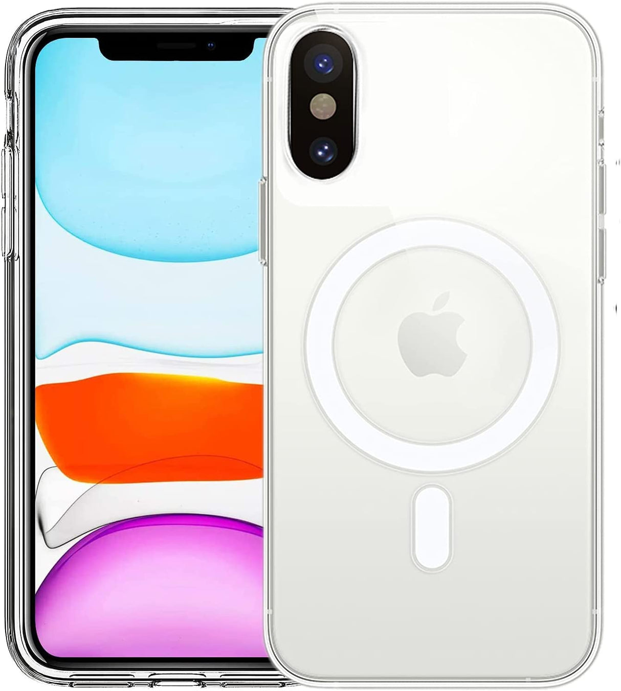 AWH Clear Magnetic Case for iPhone Xs Max with Mag-Safe Wireless Charging, Soft Silicone TPU Bumper Cover, Thin Slim Fit Hard Back Shockproof Anti-Yellow Protective Case for iPhone Xs Max (6.5 inch)