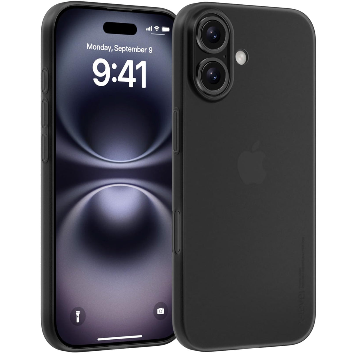 جراب X-level لهاتف iPhone 17، جراب شفاف فائق النحافة بسمك 0.3 مم، مقاوم للخدش وبصمات الأصابع والصدمات لهاتف iPhone 17 مقاس 6.3 بوصة، أسود شفاف