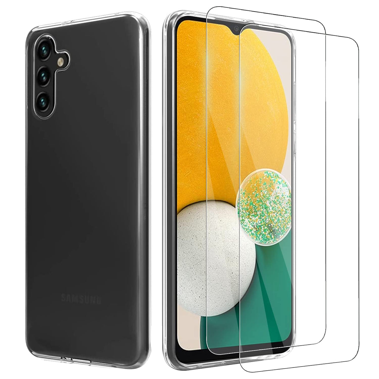 جراب AWH لهاتف Samsung Galaxy A13 5G مع واقي للشاشة، غطاء هاتف مرن من مادة TPU شفاف ناعم من السيليكون الممتص للصدمات لهاتف Samsung Galaxy A13 5G، شفاف.