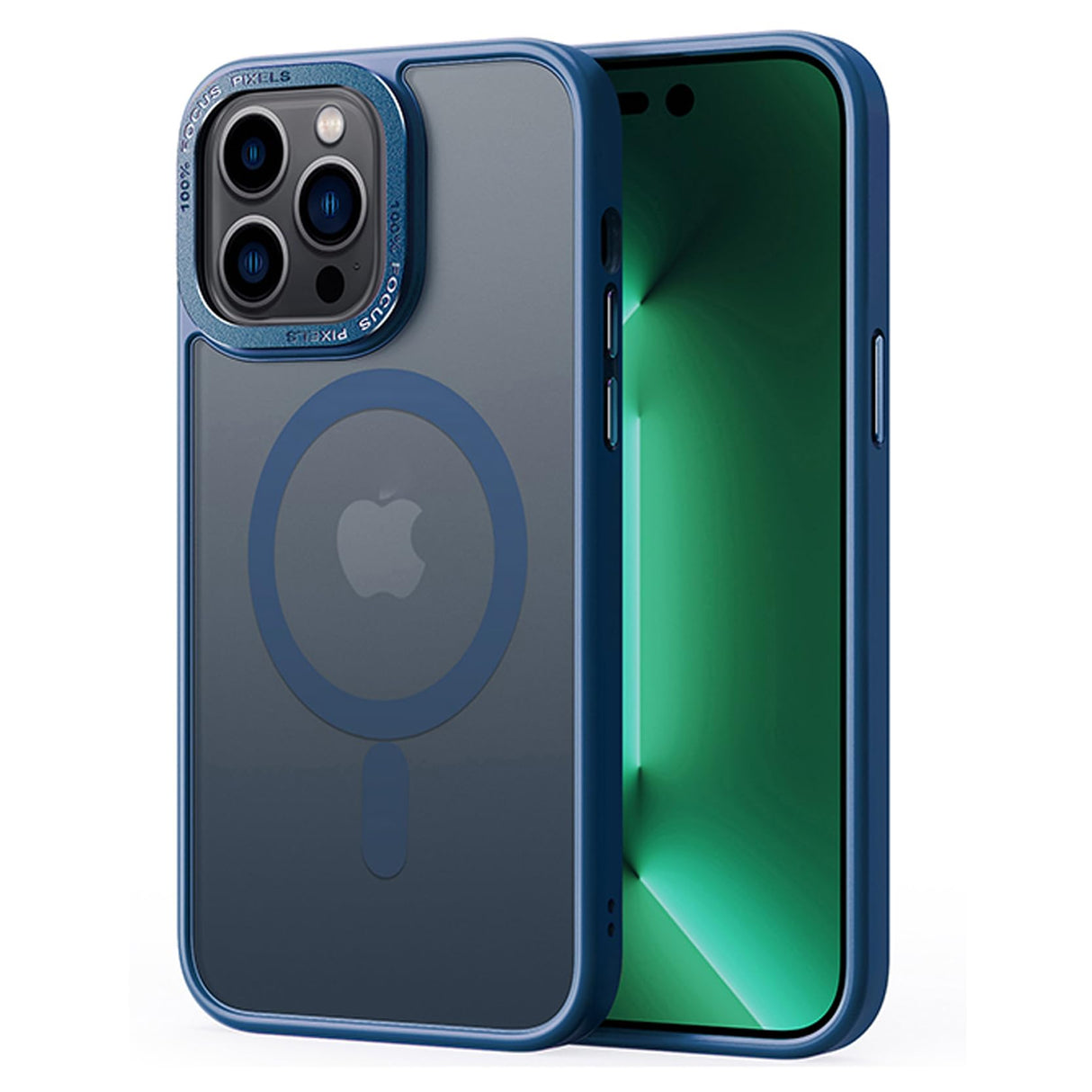 2NSPDRGNI جراب مغناطيسي متوافق مع iPhone 15، غطاء خلفي شفاف غير لامع غير قابل للانزلاق واقٍ من الصدمات، أزرق