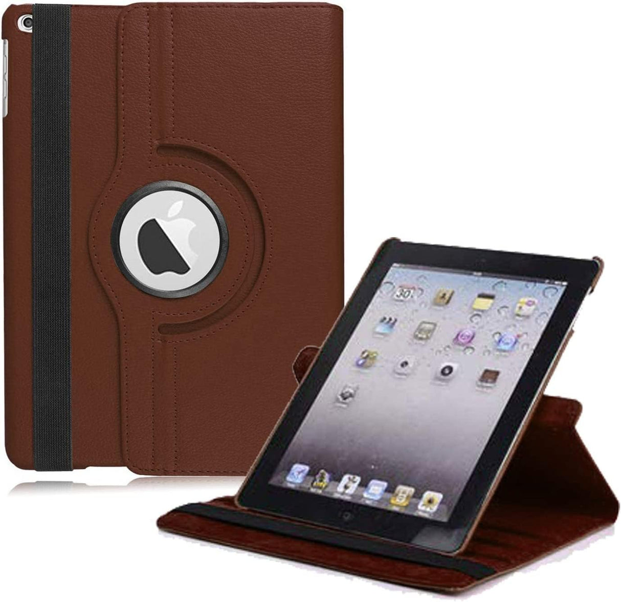 AWH Case for iPad 9.7-6th/5th Generation (2018/2017) - 360 Degree Rotating Stand Protective Cover with Auto Sleep Wake for iPad 9.7 inch 2018 2017 - Brown