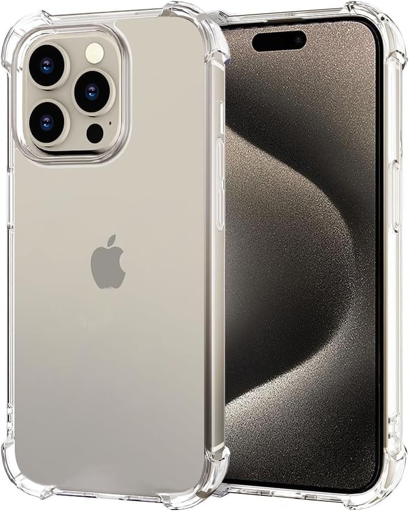 جراب هاتف YU WELL شفاف، بزوايا معززة، مصنوع من مطاط TPU المقاوم للخدش، غطاء واقٍ من السيليكون الناعم لهاتف iPhone (شفاف للغاية، iPhone 15 Pro)