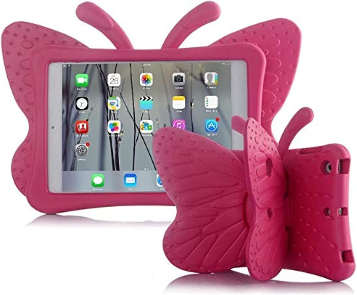 جراب AWH لجهاز iPad الجيل الثامن للأطفال مقاس 10.2 بوصة 2020/2019 - غطاء مقاوم للصدمات على شكل فراشة مصنوع من إسفنج EVA غير سام بأجنحة مقاومة للصدمات ومتينة للأطفال، هدية للأولاد والبنات لجهاز iPad الجيل السابع/الثامن مقاس 10.2 بوصة (وردي)