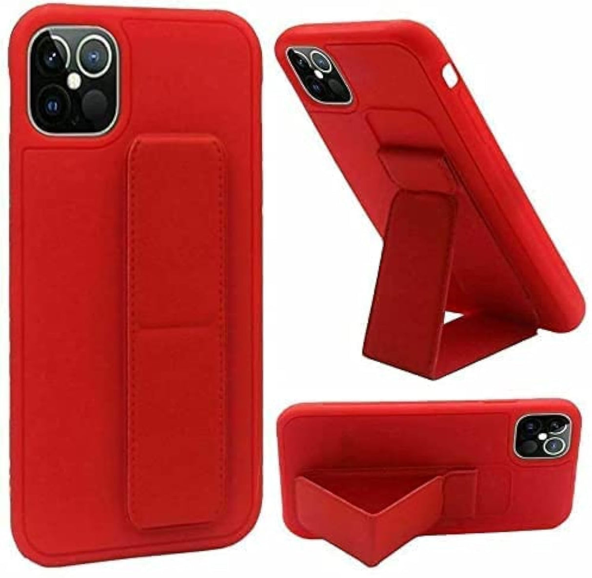 جراب AWH متوافق مع جراب iPhone 13 Pro Max مع قبضة يد وحامل متعدد، جراب حامل مغناطيسي للسيارة، غطاء حزام الإصبع لجهاز iPhone 13 Pro Max 6.7 2021، (أحمر)