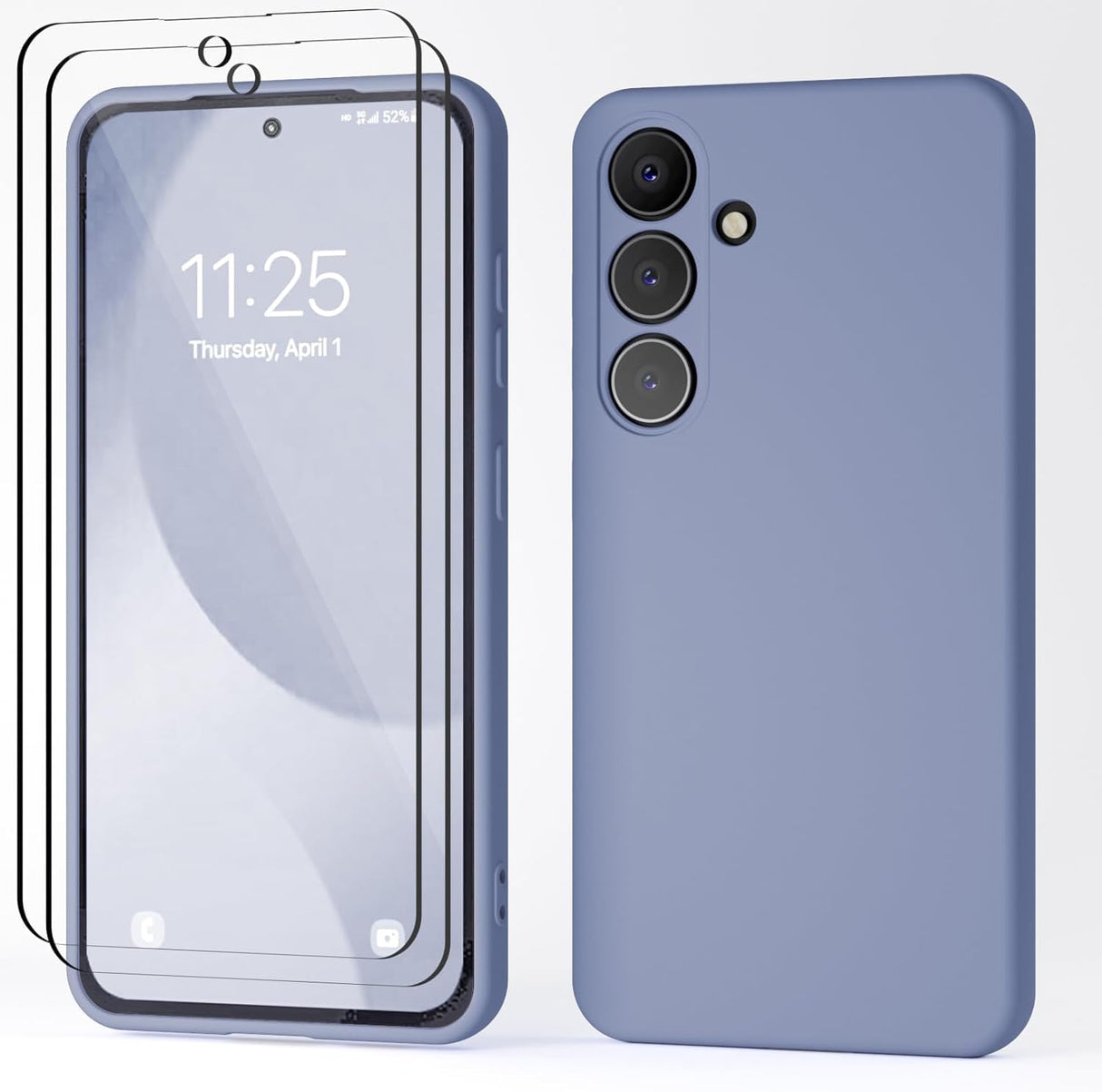 جراب AWH S24 مع واقي شاشة من قطعتين - سيليكون سائل مع بطانة ناعمة من الألياف الدقيقة المضادة للخدش وغطاء واقٍ مقاوم للصدمات (رمادي)