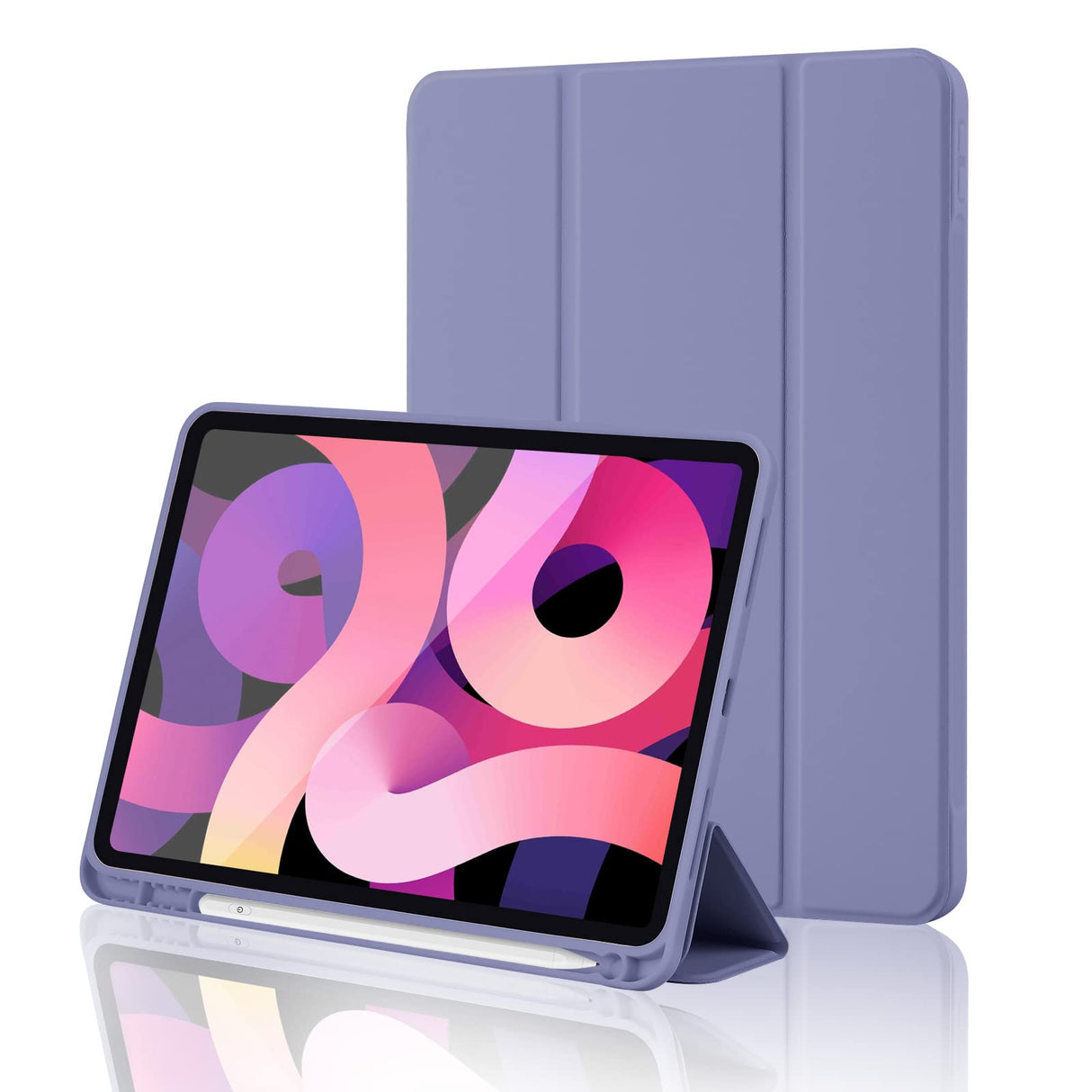 جراب AWH لجهاز iPad الجيل العاشر 2022 مع حامل قلم، جراب iPad 10.9 بوصة 2022، غطاء خلفي ناعم من مادة TPU من الجيل العاشر، جراب ذكي ثلاثي الطي، مع خاصية الإيقاظ/السكون التلقائي، أزرق رمادي