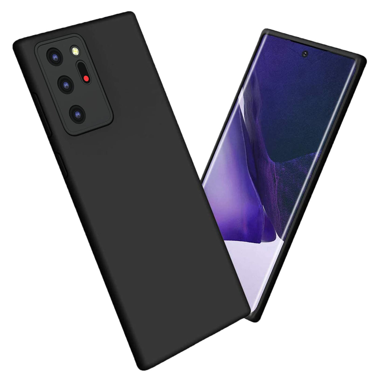 جراب سيليكون AWH لهاتف Samsung Note 20 Ultra، جراب واقٍ كامل الجسم ناعم الملمس كالحرير، غطاء مقاوم للصدمات مع بطانة من الألياف الدقيقة (لهاتف Samsung Note 20 Ultra)، أسود