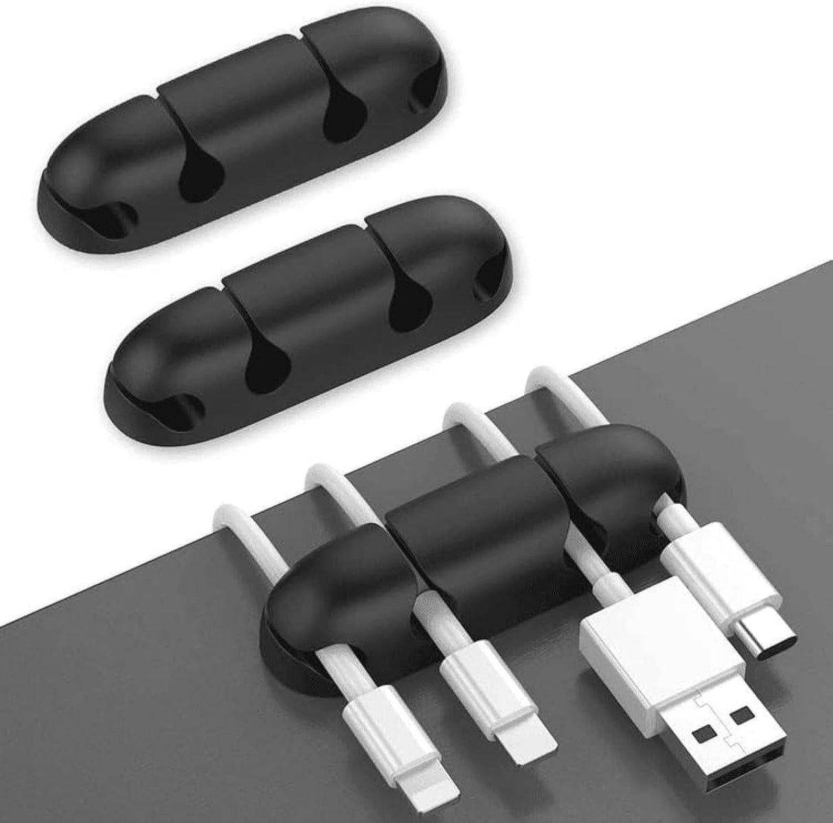 مشبك/منظم كابلات متعدد الأغراض من السيليكون من AhaStyle (عبوة من 5 قطع) - أسود