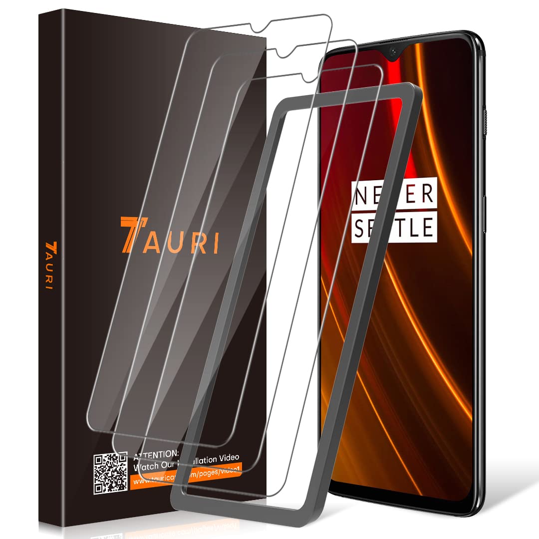TAURI 3 Pack Screen Protector for OnePlus 6T Tempered Glass with Alignment Frame 2.5D Round Edge 9H Hardness Bubble Free Protective Film