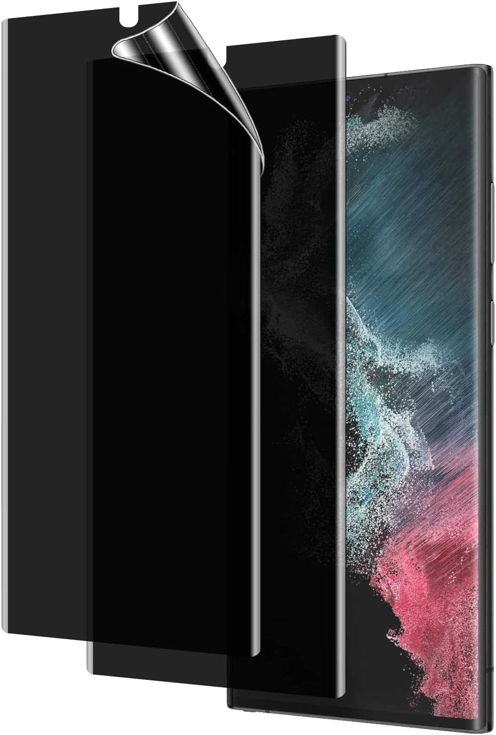 واقي شاشة AWH (عبوة من قطعتين) متوافق مع سامسونج جالكسي S23 ألترا للخصوصية، غطاء مرن لشبكة الجيل الخامس 5G مقاس 6.8 بوصة، متوافق مع معرف بصمة الإصبع، مع أداة تثبيت سهلة، شفاف عالي الدقة، غشاء TPU (S23 ألترا)