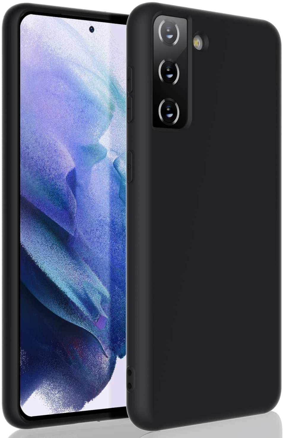 جراب AWH متوافق مع هاتف Galaxy S22 Plus مصنوع من السيليكون السائل المقاوم للصدمات، غطاء مطاطي ناعم غير لامع مصمم لهاتف Samsung Galaxy S22 Plus (2022) - (أسود)