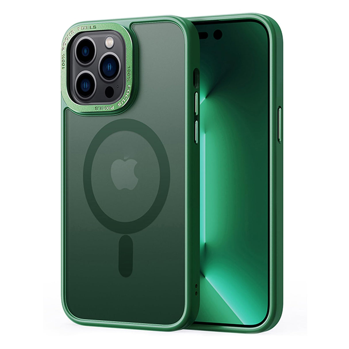 جراب مغناطيسي 2NSPDRGNI متوافق مع iPhone 15 Plus، غطاء خلفي شفاف غير لامع غير قابل للانزلاق واقٍ من الصدمات، أخضر