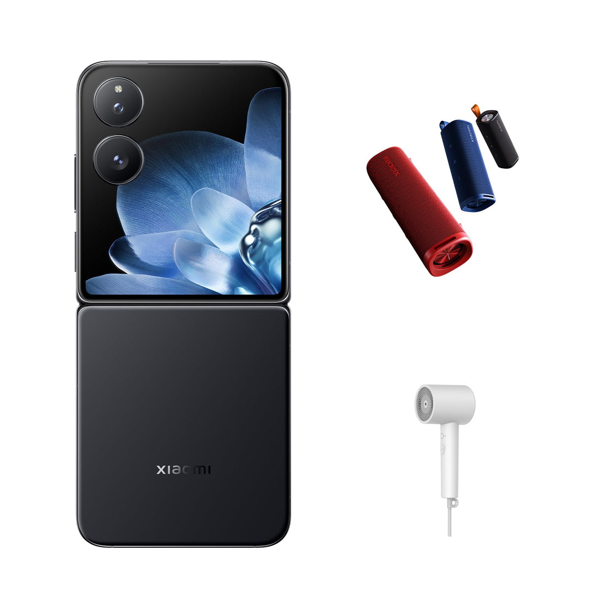 Xiaomi Mix Flip 5G Mobile,Black (12GB RAM+512GB) |Snapdragon® 8 Gen 3| 6.86" + 4.01" 120Hz dual display| 4780mAh battery| Leica Dual Camera 50+50, 32MP Front camera| Free outdoor speaker + Hair Dryer