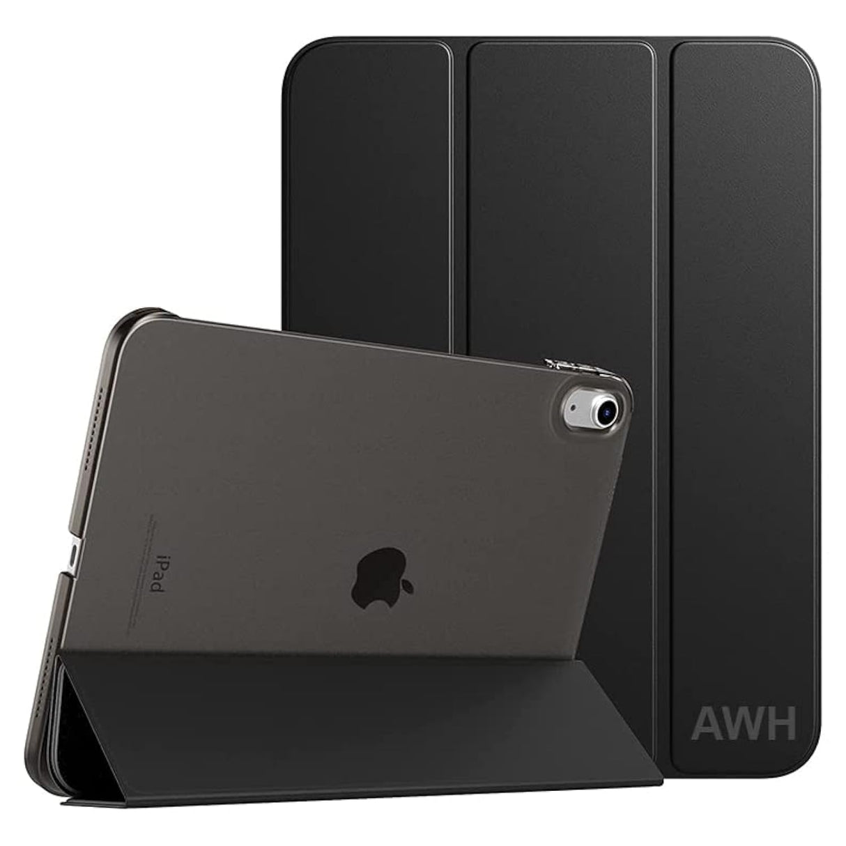 AWH iPad Case for iPad 10th Generation 2022, Slim Stand Cover for iPad 10.9 inch, Auto Wake/Sleep Smart Folio with Hard PC Translucent Back Shell Fit iPad 10 Protective Case, (Black)