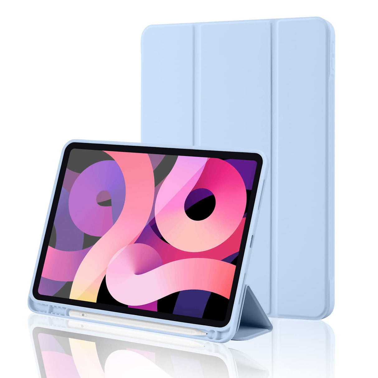 جراب AWH لجهاز iPad الجيل العاشر 2022 مع حامل قلم، جراب iPad 10.9 بوصة 2022، غطاء خلفي ناعم من مادة TPU من الجيل العاشر، جراب ذكي ثلاثي الطي، مع خاصية الإيقاظ/السكون التلقائي، أزرق سماوي