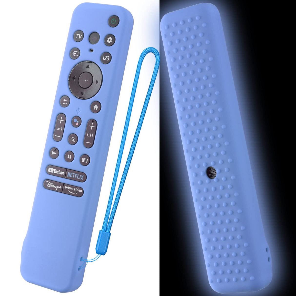 AKSHFETH Silicone Cover for Sony RMF-TX800U RMF-TX900U Voice Remote Contorl 2022, Anti-Shock Protective Case Compatible with Sony 4K Ultra HD TV X80K X90K X95K Series Remote(Glow Blue)