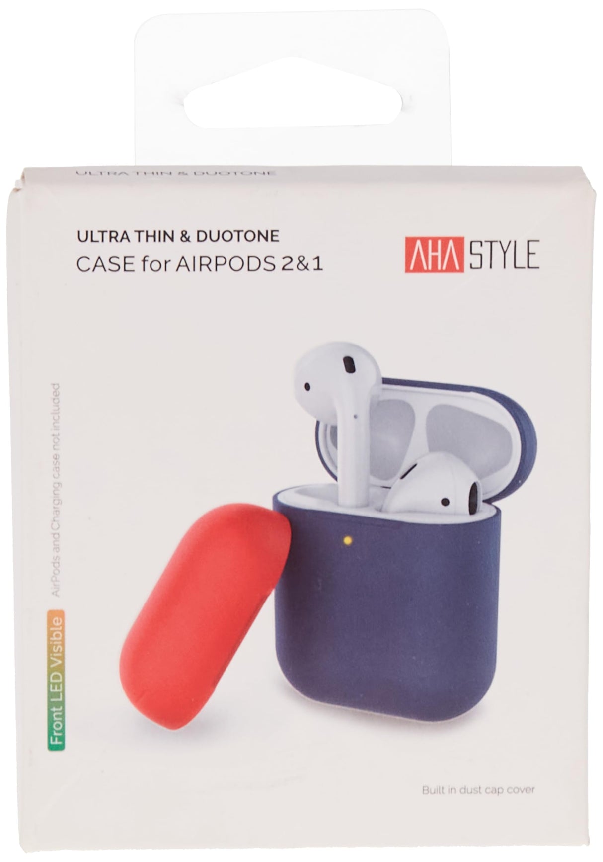 AhaStyle Two Toned Silicone Case for Airpods - Navy Blue/Red