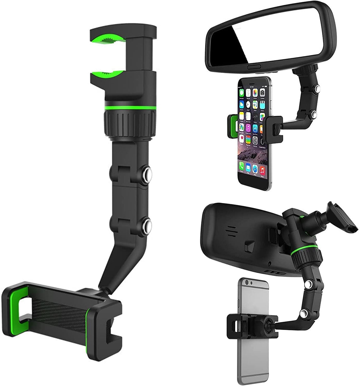 حامل هاتف ZHENGYABIN الجديد بمرآة الرؤية الخلفية 360 درجة للسيارة متعدد الوظائف وحامل الهاتف ونظام تحديد المواقع العالمي، حامل هاتف دوار عالمي للسيارة، يمكن تثبيته وتعديله (رمادي)