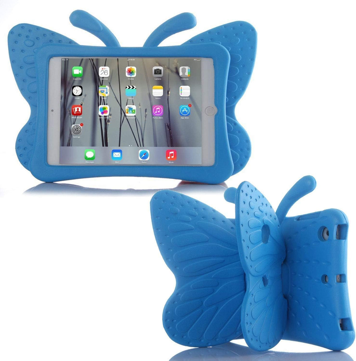 AWH iPad 10.2 Kids Case - iPad 10.2 3D Cute Butterfly Case for Kids Light Weight EVA Stand Shockproof Rugged Heavy Duty Kids Friendly iPad Cover for Girl iPad 10.2 iPad 7th/8th/9th (Blue)