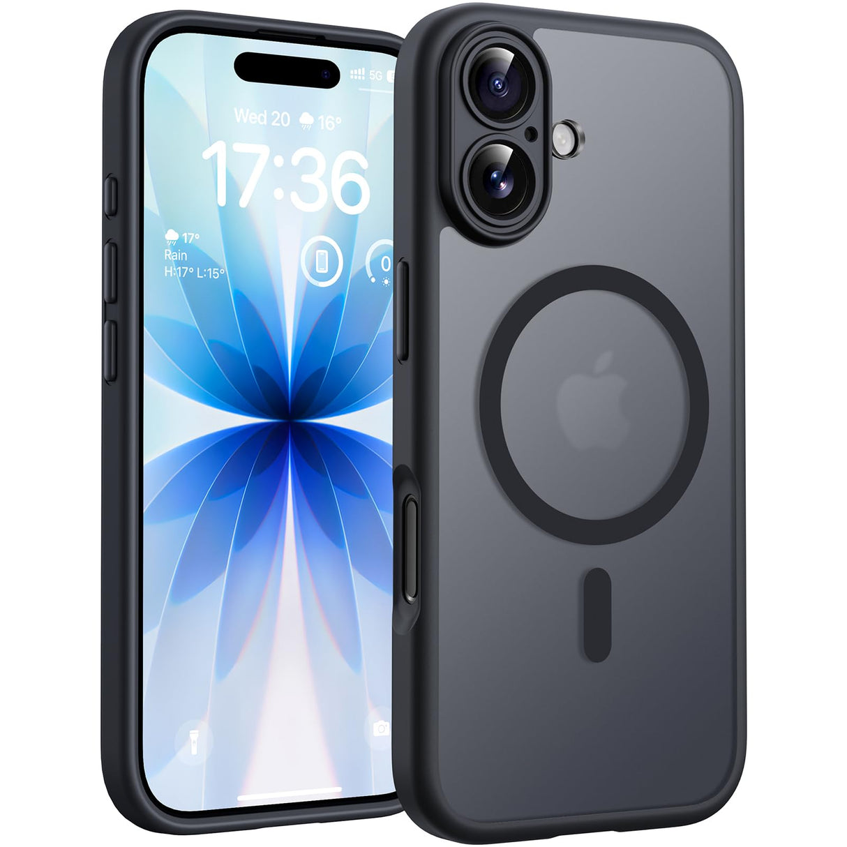 جراب TOCOL لهاتف iPhone 17 مقاس 6.3 بوصة، حلقة مغناطيسية مدمجة، حماية مطورة للكاميرا، متوافق مع Magsafe، مقاوم للصدمات بدرجة عسكرية، جراب شفاف غير لامع غير قابل للانزلاق، أسود