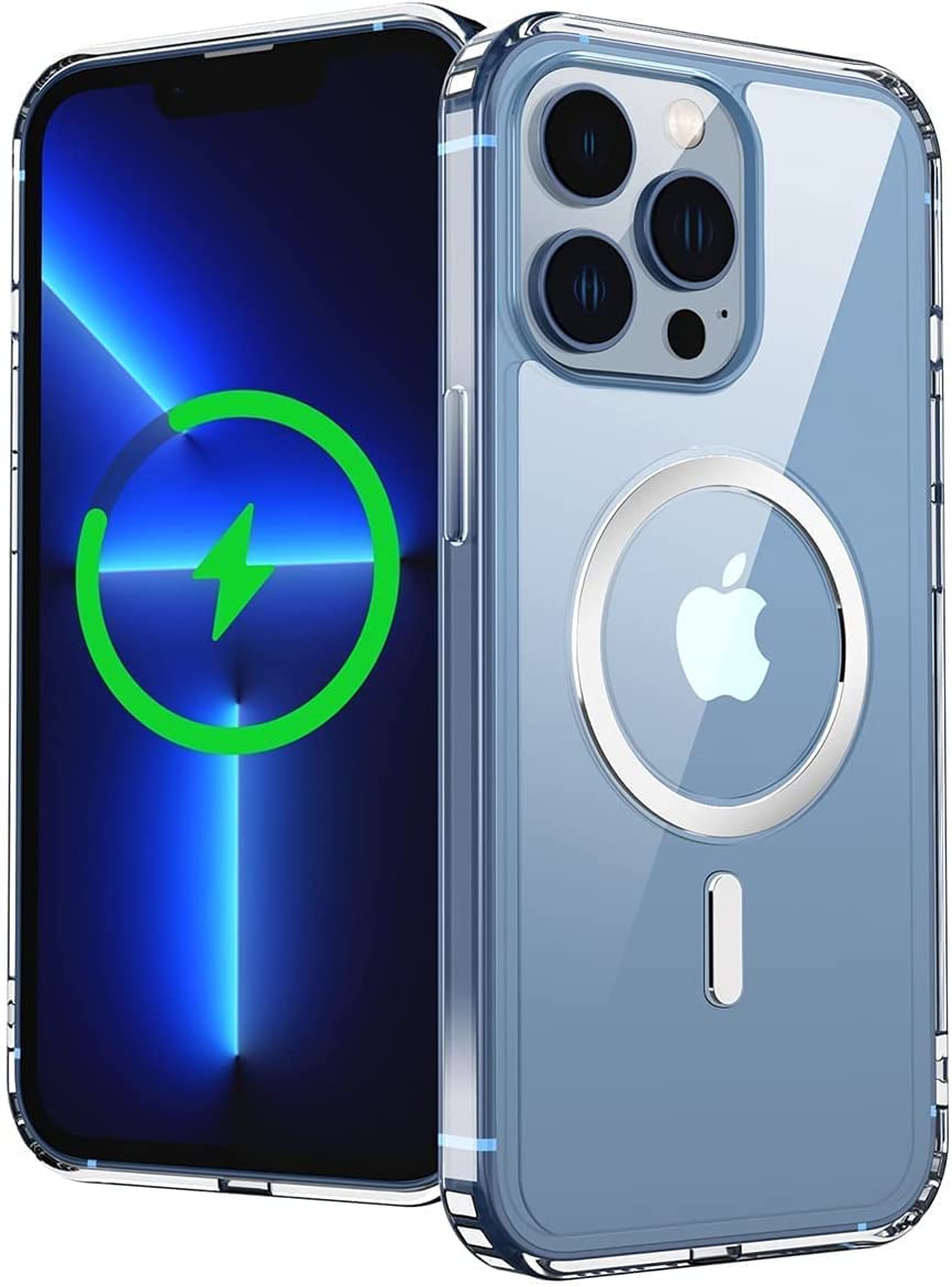 جراب AWH لهاتف iPhone 13 Pro Max، غطاء ممتص للصدمات للهاتف، متوافق مع جراب Magsafe iPhone 13 Pro Max، غير مصفر، جراب مقاوم للصدمات لهاتف iPhone 13 Pro Max، جراب خلفي صلب من البولي كربونات، شفاف.