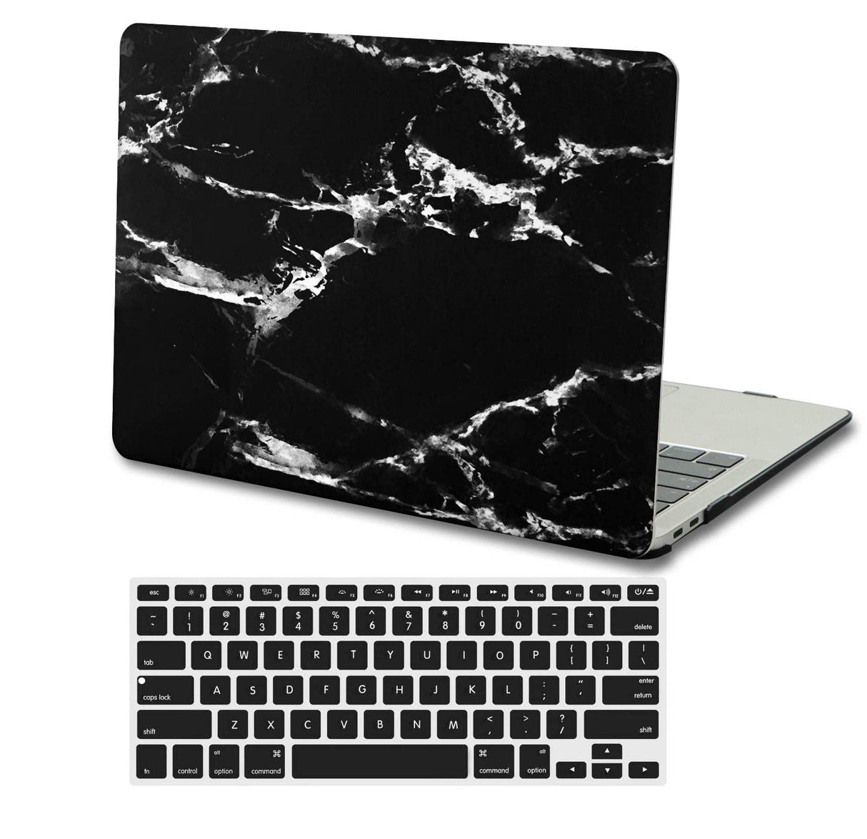 حافظة AWH لأحدث إصدار 2018-2020 لجهاز MacBook Air مقاس 13 بوصة مع شريط لمس Retina طراز A1932/A2179/A2337، غطاء لوحة مفاتيح بلاستيكي فائق النحافة وخفيف الوزن وصلب (A1932/A2179/A2337، رخام أسود وأبيض)