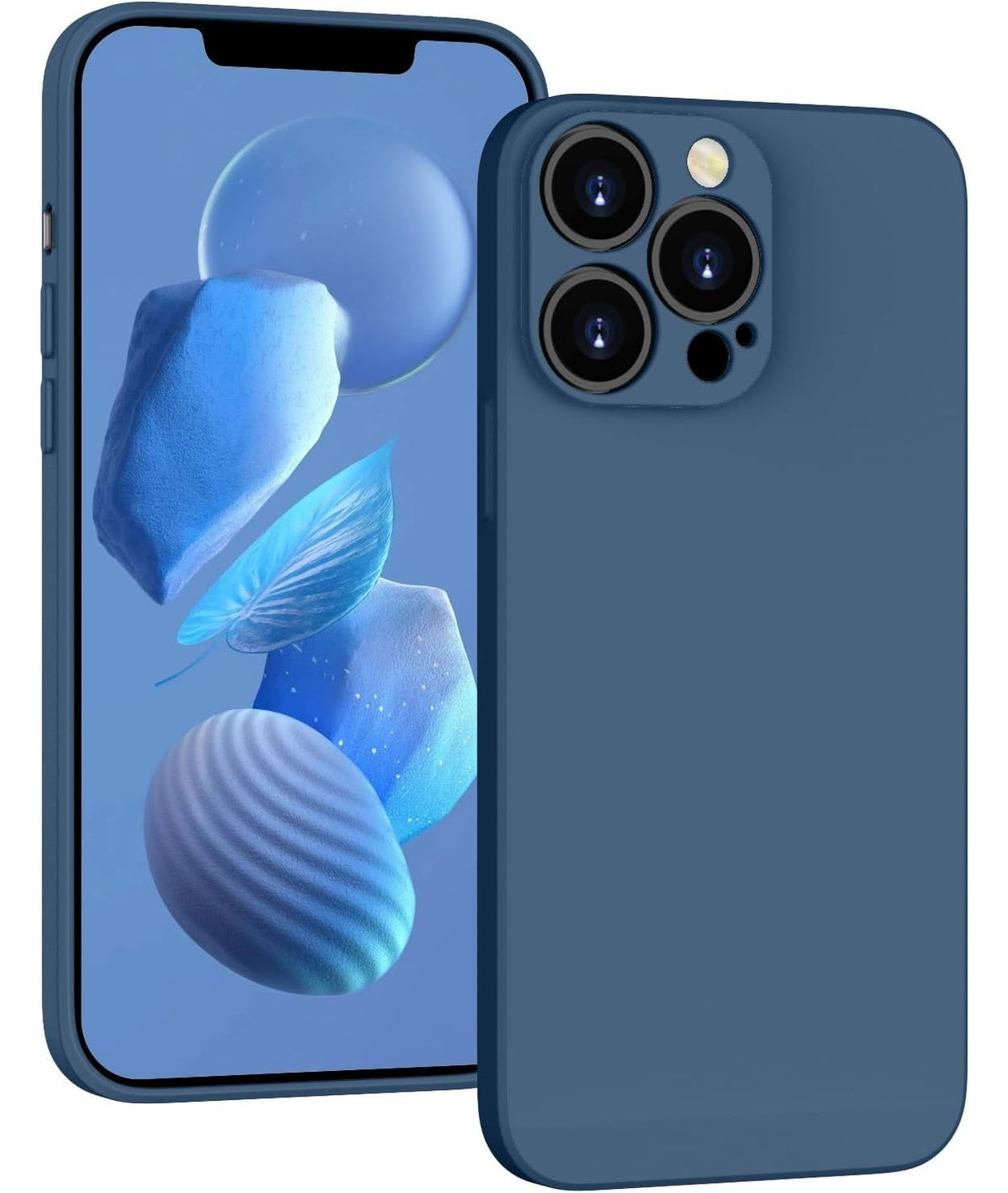 Zubitech Case for iPhone 13 Pro Max Silicone Cover Soft Rubber Gel Cover Slim Case with Fiber Lining Matte Solid Color Plain Smooth Case Full Body Shock Protection (Blue, iPhone 13 Pro Max)