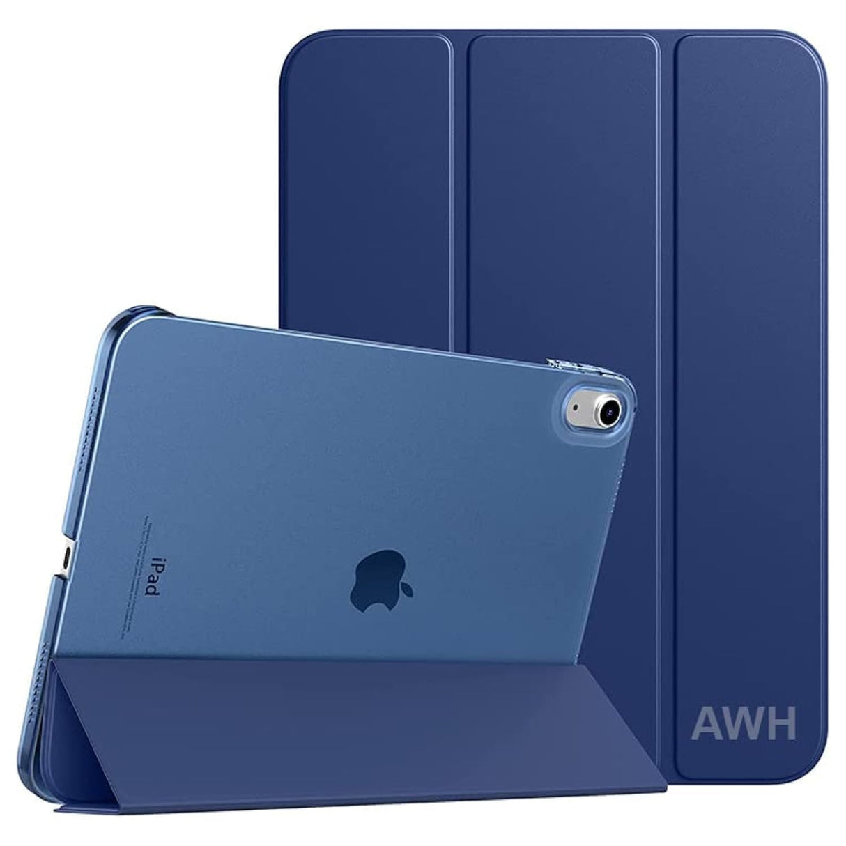 AWH iPad Case for iPad 10th Generation 2022, Slim Stand Cover for iPad 10.9 inch, Auto Wake/Sleep Smart Folio with Hard PC Translucent Back Shell Fit iPad 10 Protective Case, (Navy Blue)