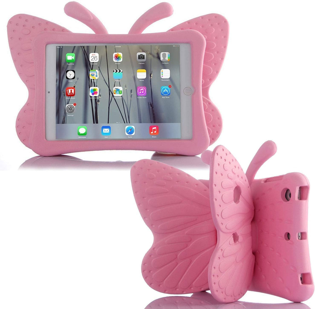 AWH iPad 10.2 Kids Case - iPad 10.2 3D Cute Butterfly Case for Kids Light Weight EVA Stand Shockproof Rugged Heavy Duty Kids Friendly iPad Cover for Girl iPad 10.2 iPad 7th/8th/9th (Pink)