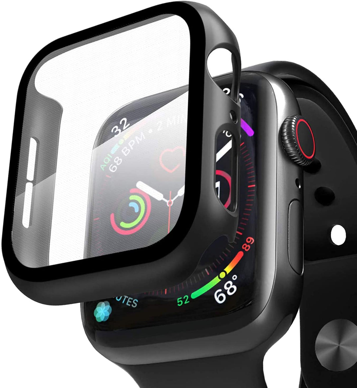 جراب AWH متوافق مع Apple Watch Series 4 Series 5 Series 6 Series SE مع واقي شاشة 44 مم، جراب واقٍ شامل لـ iWatch Series 4/5/6/SE، 44 مم.
