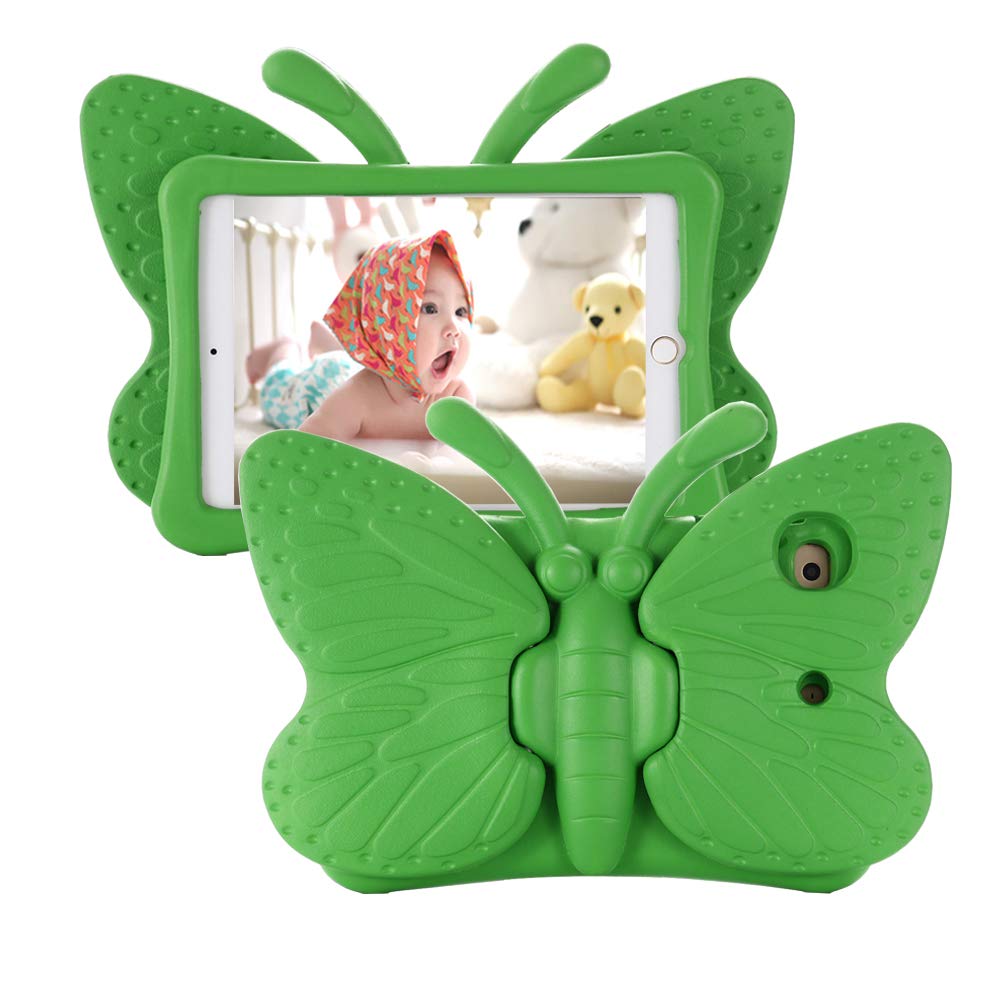 Tading Kids Case for Apple iPad Mini 5/4/3/2/1 7.9 inch, Lightweight Shockproof EVA Foam Stand Cover for iPad Mini, Mini 5 (2019), Mini 4, iPad Mini 3rd Generation, Mini 2 Tablet - Butterfly, Green