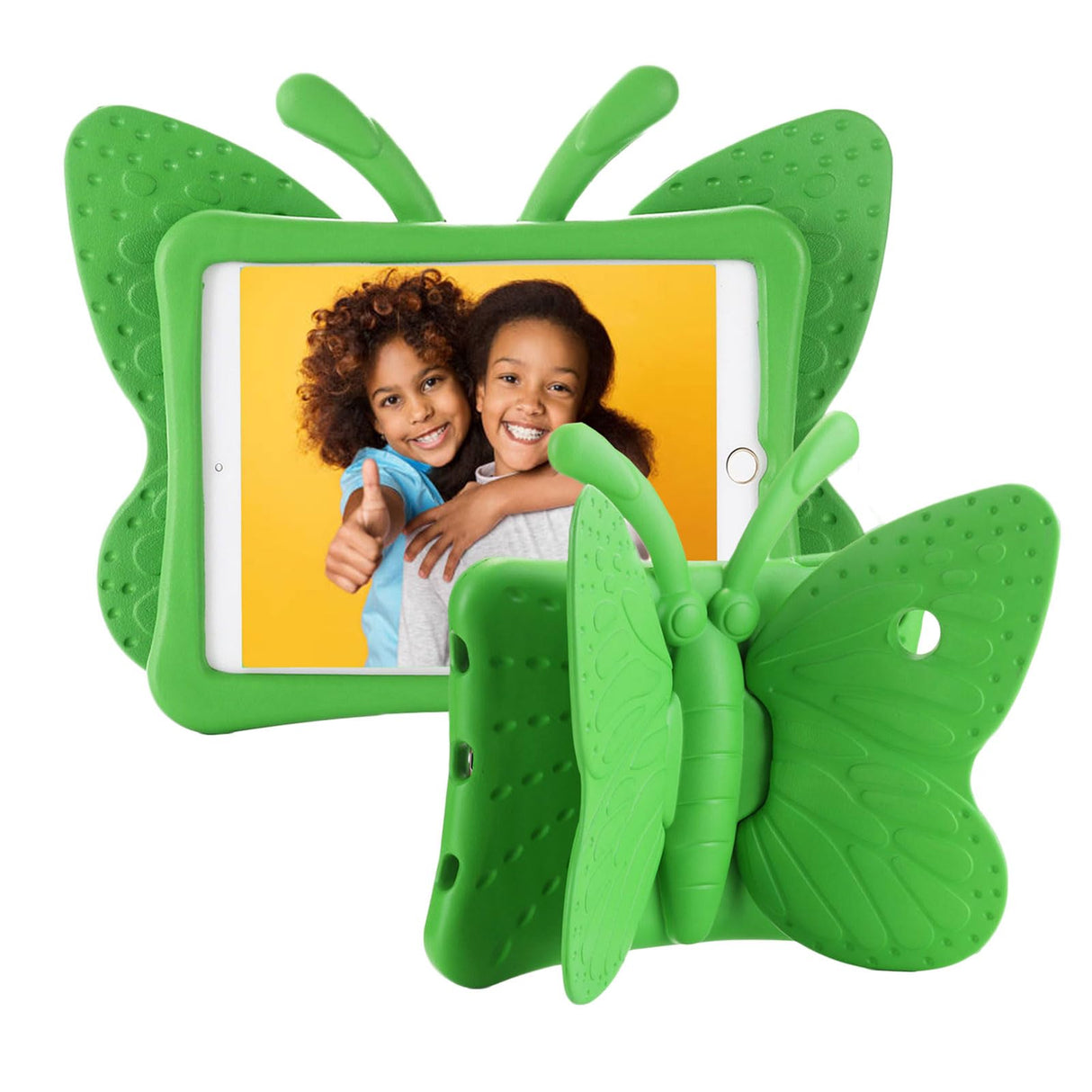 Tading iPad 6th Generation Case for Kids, iPad 9.7 inch Case, Light Weight Shockproof EVA Foam Protective Tablet Stand Cover Holder for Apple iPad Air/Air 2 iPad 9.7 2017/2018 - Cute Butterfly,Green