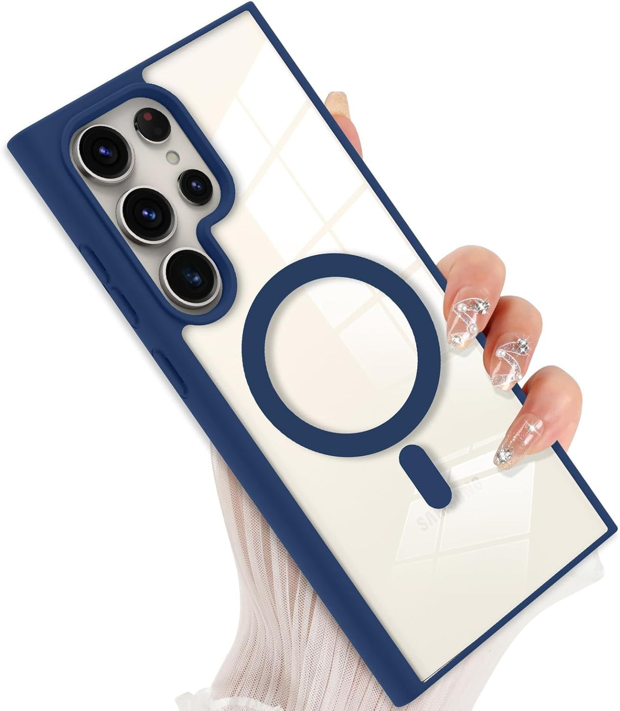 جراب مغناطيسي من AWH لهاتف S24 Ultra مع حماية لعدسة الكاميرا - غطاء غير لامع من مادة TPU مقاوم للصدمات، جراب مضاد للخدش ومضاد لبصمات الأصابع ومضاد للصدمات (أزرق)