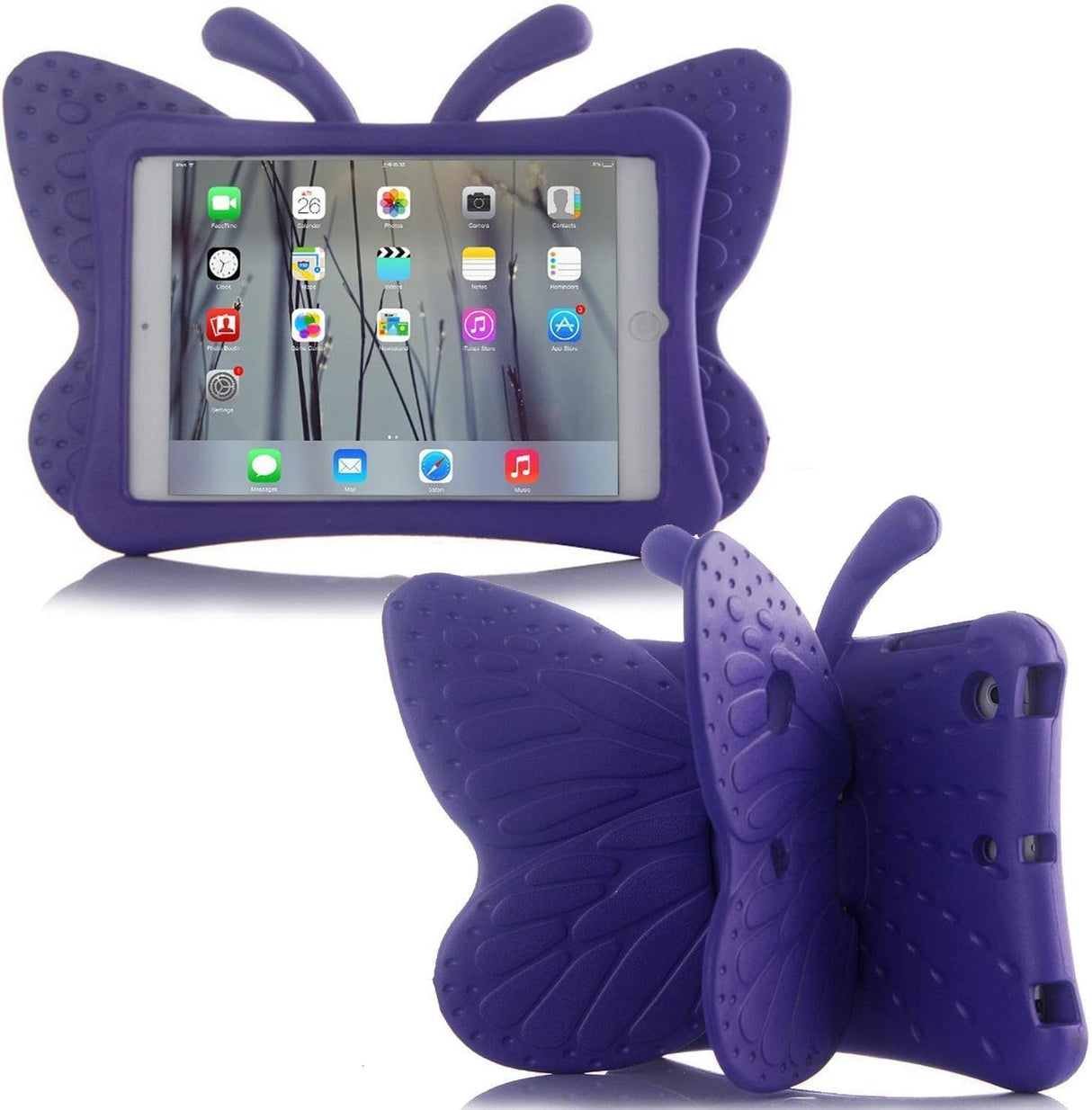 AWH iPad 10.2 Kids Case - iPad 10.2 3D Cute Butterfly Case for Kids Light Weight EVA Stand Shockproof Rugged Heavy Duty Kids Friendly iPad Cover for Girl iPad 10.2 iPad 7th/8th/9th (Purple)