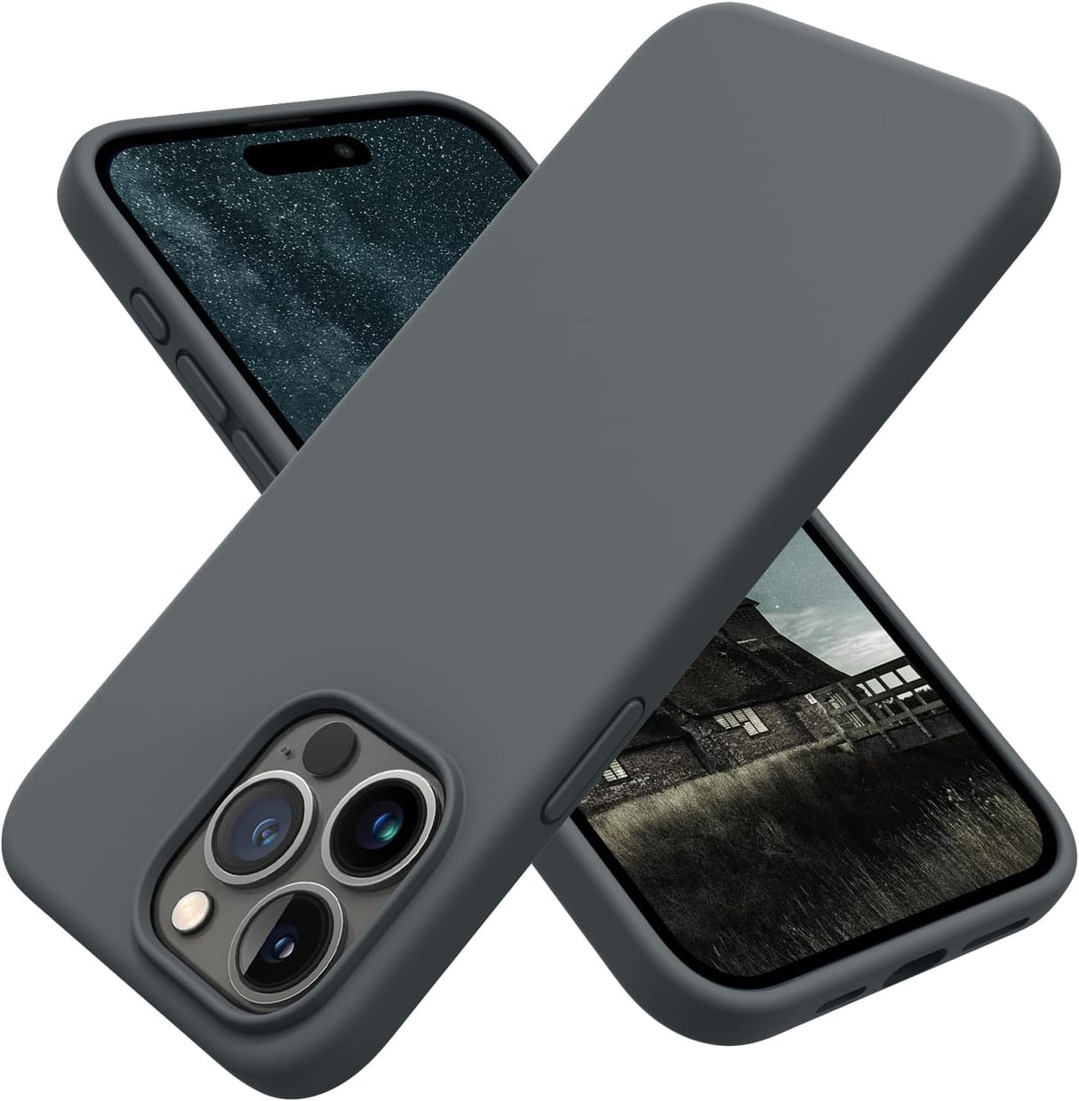 جراب AWH متوافق مع iPhone 15 Pro - جراب هاتف سيليكون مقاوم للصدمات رفيع لهاتف iPhone 15 Pro (6.1 بوصة) (رمادي فضائي)